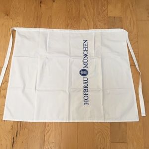 Hofbrau Munchen Chef Bartenders Apron NWOT White blue embroidery Cotton